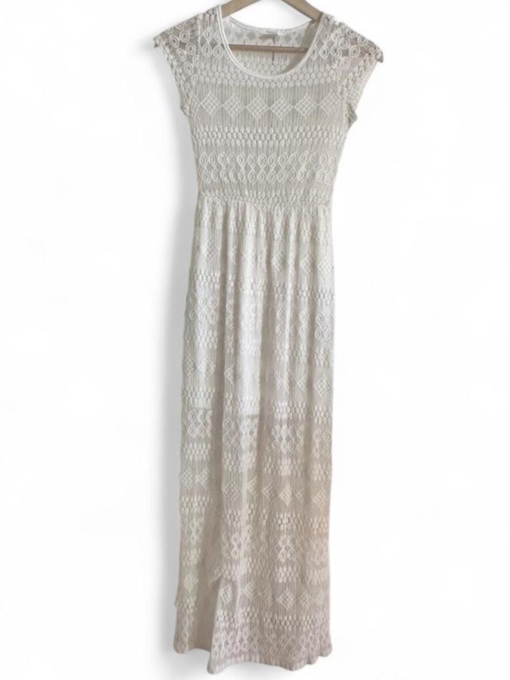Forever 21 White Lace Midi Dress Boho Romantic Coastal Cottagecore Small - Picture 2 of 5